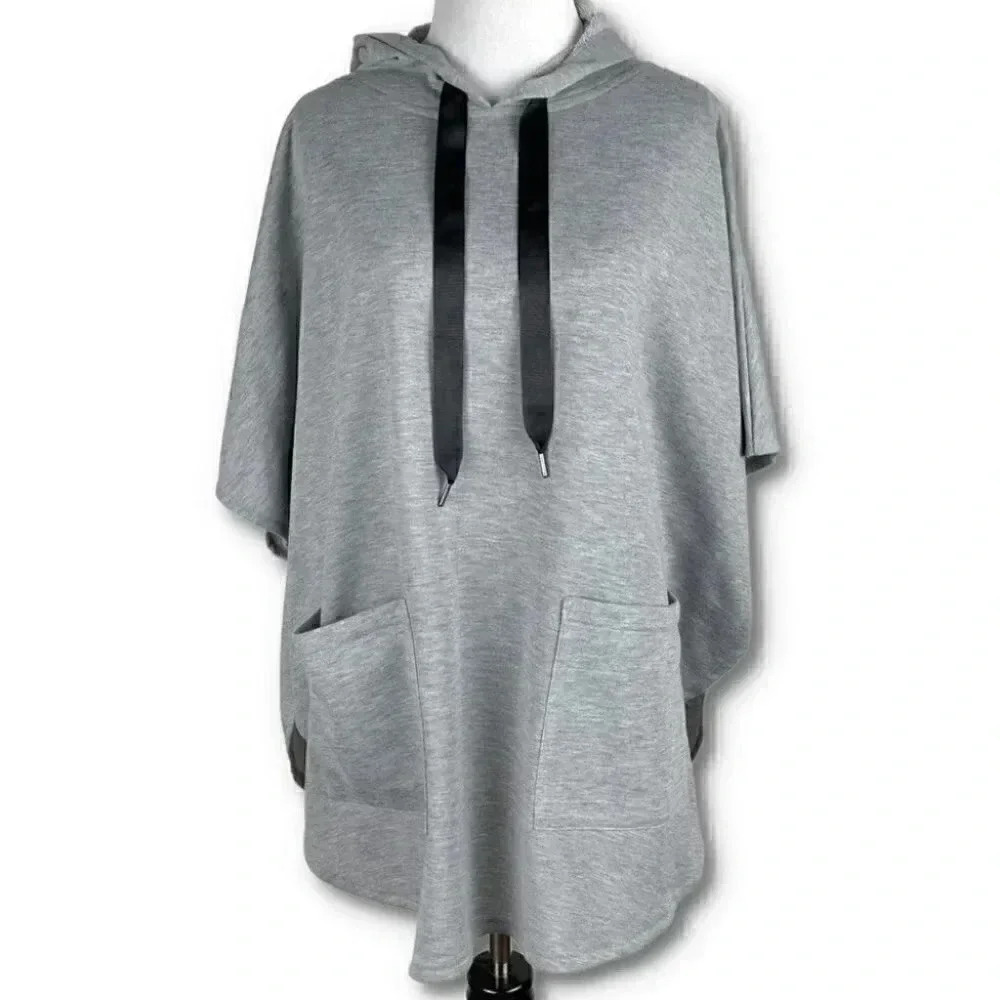 New Steve Madden poncho size one size fits most gray pullover with pockets